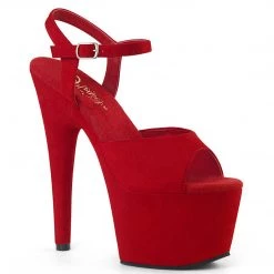 Pleaser ADORE-709FS Red Faux Suede/Red Faux Suede Platform Sandal Shoes