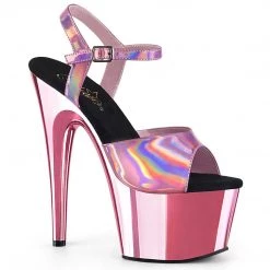 Pleaser ADORE-709HGCH Baby Pink Hologram/Baby Pink Chrome Platform Sandal Shoes