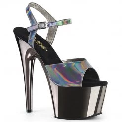 Pleaser ADORE-709HGCH Pewter Hologram/Pewter Chrome Platform Sandal Shoes