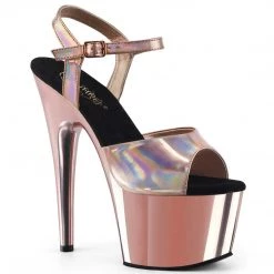Pleaser ADORE-709HGCH Rose Gold Hologram/Rose Gold Chrome Platform Sandal