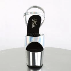 Pleaser ADORE-709HGCH Silver Hologram/Silver Chrome Platform Sandal Shoes