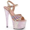 Pleaser ADORE-709HGG Rose Gold Hologram/Opal Multi Glitter Platform Sandal Shoes