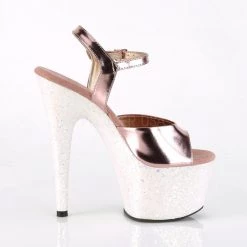Pleaser ADORE-709LG Rose Gold Metallic Pu/Opal Multi Glitter Platform Sandal Shoes