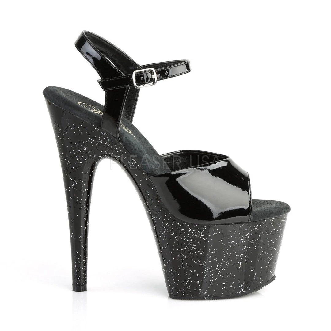 Pleaser Shoes ADORE-709MG Black Patent Platform Sandal 7 Pleaser Shoes ADORE-709MG Black Patent Platform Sandal