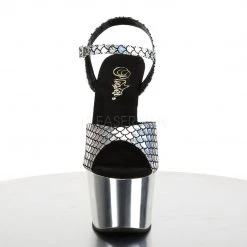 Pleaser ADORE-709MSC Silver Hologram/Silver Chrome Platform Sandal