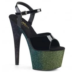 Pleaser ADORE-709OMBRE Black/Emerald-Black Ombre Platform Sandal
