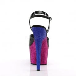 Pleaser Shoes ADORE-709OMBRE Black/Fuchsia Blue Ombre Platform Sandal