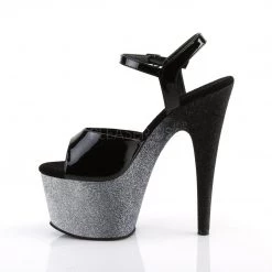 Pleaser ADORE-709OMBRE Black/Silver-Black Ombre Platform Sandal Shoes