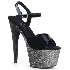 Pleaser ADORE-709OMBRE Black/Silver-Black Ombre Platform Sandal Shoes