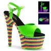Pleaser Shoes ADORE-709RBS Neon Green Patent/Neon Multi Platform Sandal