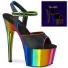 Pleaser Shoes ADORE-709RC-02 Black Faux Leather/Rainbow Chrome Platform Sandal