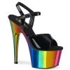 Pleaser Shoes ADORE-709RC Black Patent/Rainbow Chrome Platform Sandal
