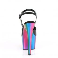 Pleaser Shoes ADORE-709RC Black Patent/Rainbow Chrome Platform Sandal