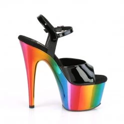 Pleaser Shoes ADORE-709RC Black Patent/Rainbow Chrome Platform Sandal