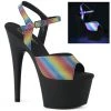 Pleaser Shoes ADORE-709REFL-02 Rainbow Reflective Platform Sandal