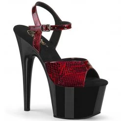 Pleaser ADORE-709SP Red Snake Skin Print Patent/Black Platform Sandal Shoes