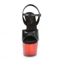 Pleaser Shoes ADORE-709T Black Faux Leather/Frosted Red Platform Sandal