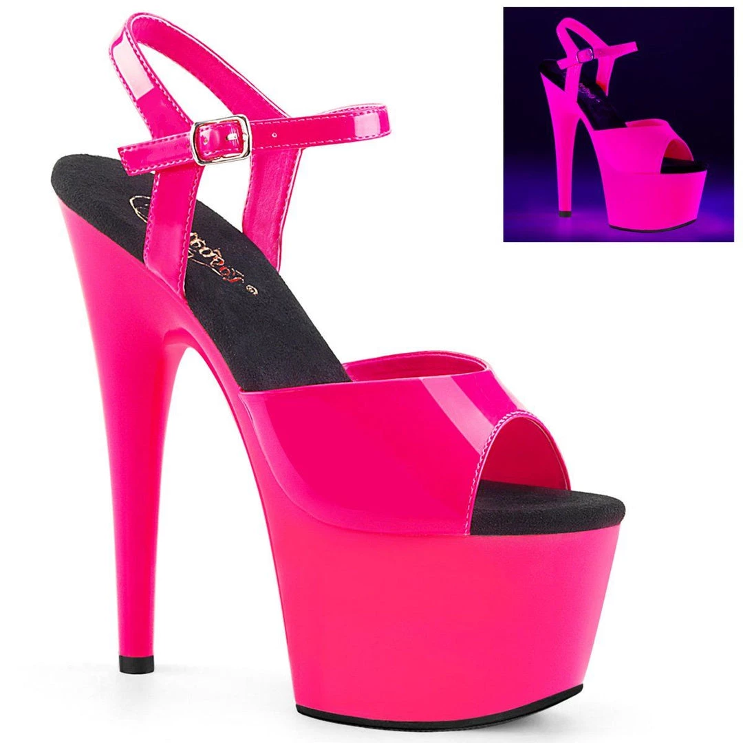 Pleaser Shoes ADORE-709UV Neon Hot Pink Patent /Neon Hot Pink Platform Sandal 8 Pleaser Shoes ADORE-709UV Neon Hot Pink Patent /Neon Hot Pink Platform Sandal
