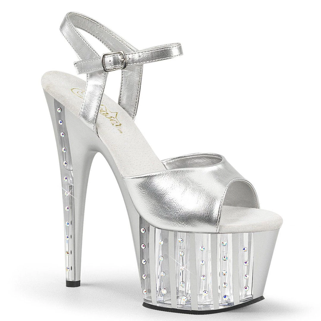 Pleaser ADORE-709VLRS Silver Pu Platform Sandal 3 Pleaser ADORE-709VLRS Silver Pu Platform Sandal