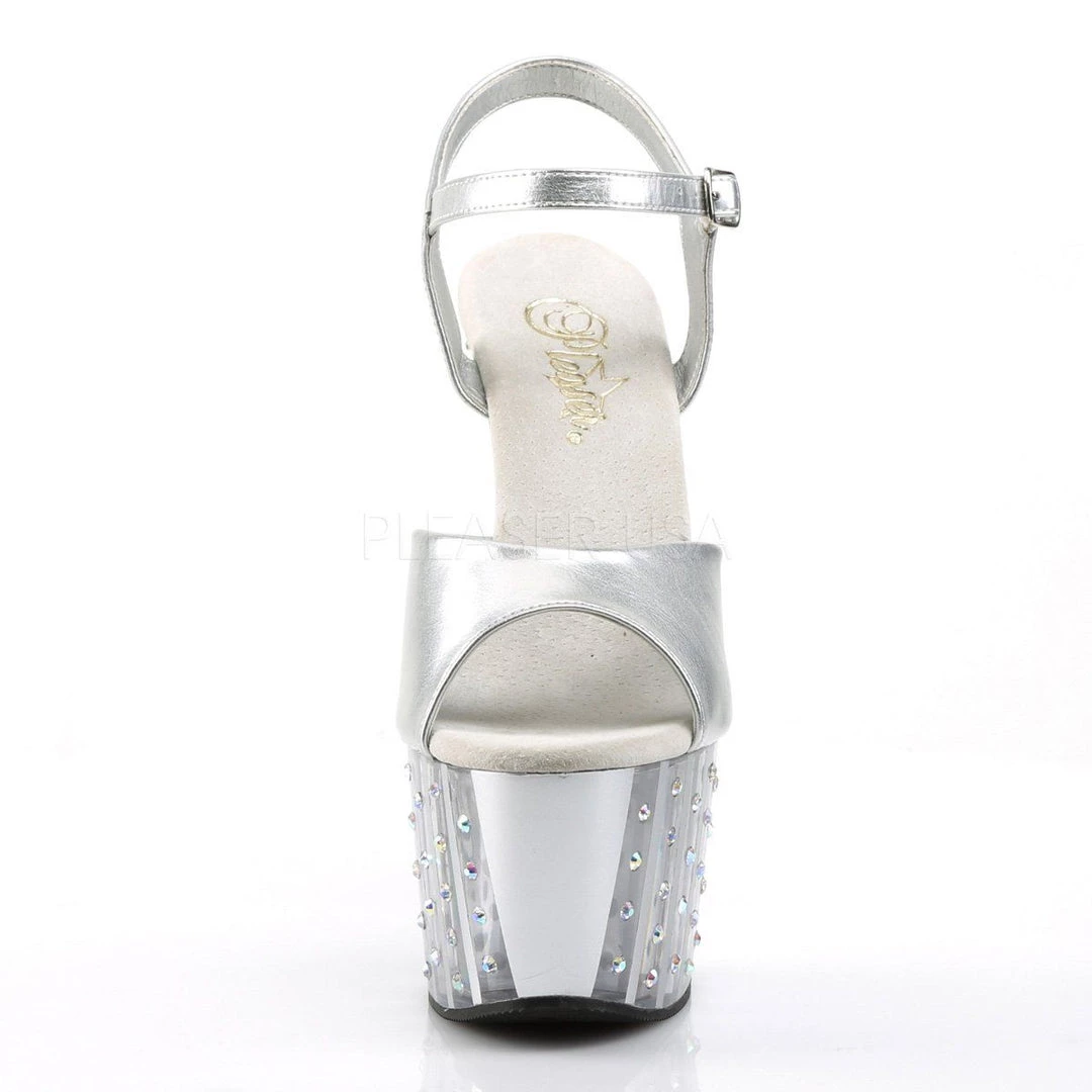 Pleaser ADORE-709VLRS Silver Pu Platform Sandal 4 Pleaser ADORE-709VLRS Silver Pu Platform Sandal