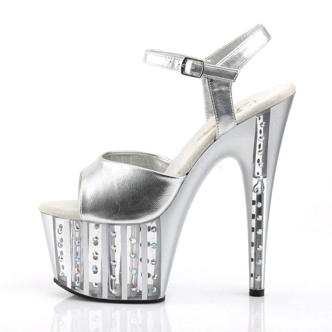 Pleaser ADORE-709VLRS Silver Pu Platform Sandal 5 Pleaser ADORE-709VLRS Silver Pu Platform Sandal