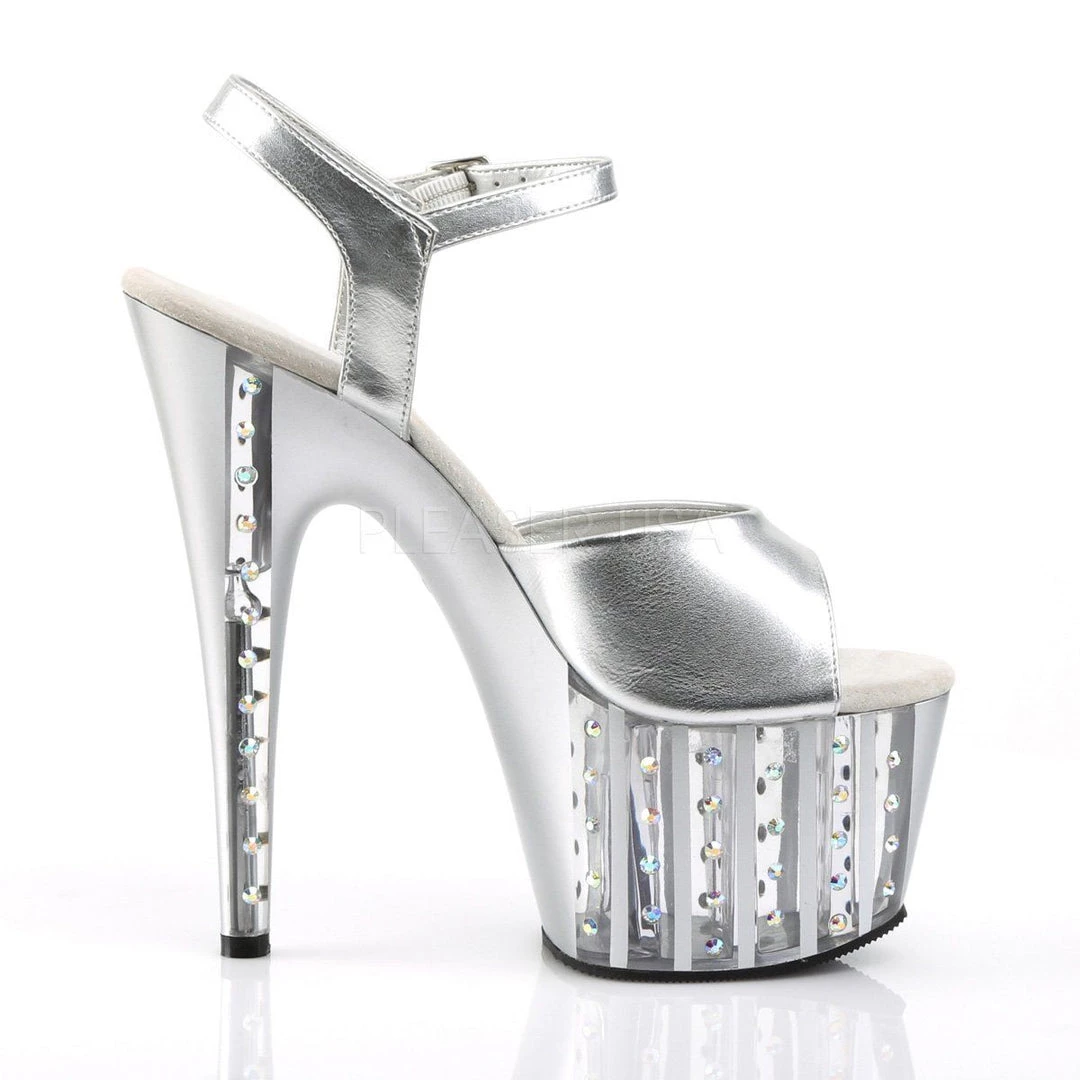 Pleaser ADORE-709VLRS Silver Pu Platform Sandal 7 Pleaser ADORE-709VLRS Silver Pu Platform Sandal