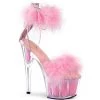 Pleaser ADORE-724F Clear-Baby Pink Fur/Baby Pink Fur Platform Sandal