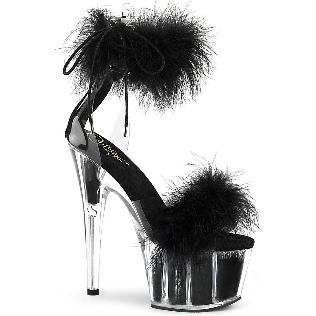 Pleaser ADORE-724F Clear-Black Fur/Black Fur Platform Sandal New Arrivals 3 Pleaser ADORE-724F Clear-Black Fur/Black Fur Platform Sandal New Arrivals