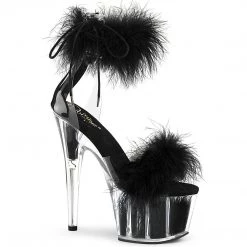 Pleaser ADORE-724F Clear-Black Fur/Black Fur Platform Sandal New Arrivals