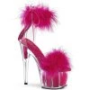 Pleaser ADORE-724F Clear-Hot Pink Fur/Hot Pink Fur Platform Sandal Shoes