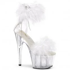 Pleaser ADORE-724F Clear-White Fur/White Fur Platform Sandal New Arrivals