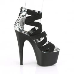 Pleaser Shoes ADORE-748SP Black Elastic Band-Snake Print Patent Platform Sandal