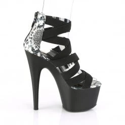 Pleaser Shoes ADORE-748SP Black Elastic Band-Snake Print Patent Platform Sandal