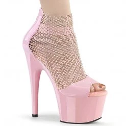 Pleaser ADORE-765RM Baby Pink Patent-Rhinestone Mesh/Baby Pink Platform Sandal Shoes