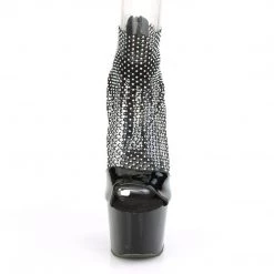 Pleaser ADORE-765RM Black Patent-Rhinestone Mesh/ Black Platform Sandal Shoes