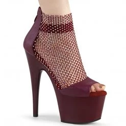 Pleaser ADORE-765RM Burgundy Faux Leather-Rhinestone Mesh/Burgundy Matt Platform Sandal New Arrivals