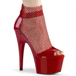 Pleaser ADORE-765RM Red Patent-Rhinestone Mesh/Red Platform Sandal New Arrivals