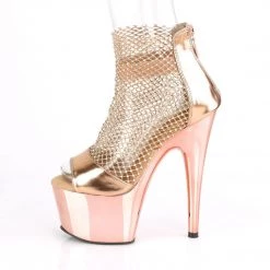Pleaser Shoes ADORE-765RM Rose Gold Metallic Pu-Rhinestone Mesh/Rose Gold Chrome Platform Sandal