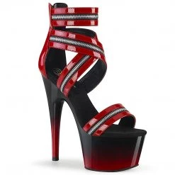 Pleaser ADORE-766 Red Patent/Black-Red Platform Sandal Shoes