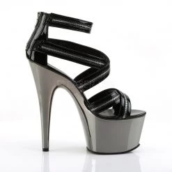 Pleaser ADORE-767 Black/Pewter Chrome Platform Sandal