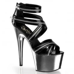 Pleaser ADORE-767 Black/Pewter Chrome Platform Sandal