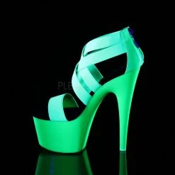 Pleaser ADORE-769UV Neon Green Elastic Band-Patent/Neon Green Platform Sandal Shoes