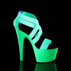 Pleaser ADORE-769UV Neon Green Elastic Band-Patent/Neon Green Platform Sandal Shoes