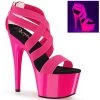 Pleaser Shoes ADORE-769UV Neon Hot Pink Elastic Band-Patent/Neon Hot Pink Platform Sandal