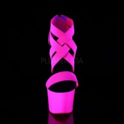 Pleaser Shoes ADORE-769UV Neon Hot Pink Elastic Band-Patent/Neon Hot Pink Platform Sandal
