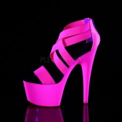 Pleaser Shoes ADORE-769UV Neon Hot Pink Elastic Band-Patent/Neon Hot Pink Platform Sandal