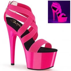 Pleaser Shoes ADORE-769UV Neon Hot Pink Elastic Band-Patent/Neon Hot Pink Platform Sandal