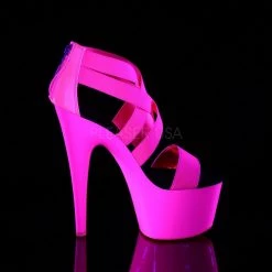 Pleaser Shoes ADORE-769UV Neon Hot Pink Elastic Band-Patent/Neon Hot Pink Platform Sandal