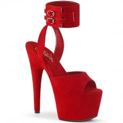 Pleaser ADORE-791FS Red Faux Suede/Red Faux Suede Platform Sandal