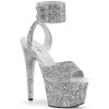 Pleaser ADORE-791LG Silver Glitter/Silver Glitter Platform Sandal Shoes